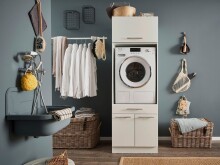 Mehrzweckschrank-Set >LAUNDREEZY< in weiß, Holzwerkstoff - 67,5x200x67,5 (BxHxT)
