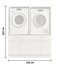 Waschmaschinenumbauschrank >LAUNDREEZY< in weiß - 135x162x67,5 (BxHxT)