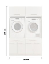 Waschmaschinenumbauschrank >LAUNDREEZY< in weiß - 135x200x67,5 (BxHxT)