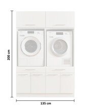 Waschmaschinenumbauschrank >LAUNDREEZY< in weiß - 135x200x67,5 (BxHxT)