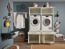 Waschmaschinenumbauschrank >LAUNDREEZY< in weiß - 135x200x67,5 (BxHxT)