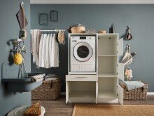 Waschmaschinenumbauschrank >LAUNDREEZY< in weiß - 117,5x162x67,5 (BxHxT)