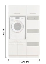 Waschmaschinenumbauschrank >LAUNDREEZY< in weiß - 117,5x200x67,5 (BxHxT)