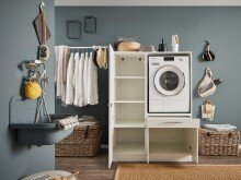 Waschmaschinenumbauschrank >LAUNDREEZY< in weiß - 117,5x162x67,5 (BxHxT)