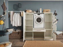 Waschmaschinenumbauschrank >LAUNDREEZY< in weiß - 167,5x162x67,5 (BxHxT)