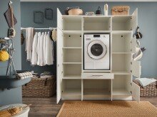 Waschmaschinenumbauschrank >LAUNDREEZY< in weiß - 167,5x200x67,5 (BxHxT)