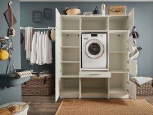 Waschmaschinenumbauschrank >LAUNDREEZY< in weiß - 167,5x200x67,5 (BxHxT)