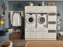 Waschmaschinenumbauschrank >LAUNDREEZY< in weiß - 185x200x67,5 (BxHxT)