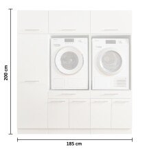 Waschmaschinenumbauschrank >LAUNDREEZY< in weiß - 185x200x67,5 (BxHxT)