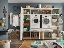 Waschmaschinenumbauschrank >LAUNDREEZY< in weiß - 235x162x67,5 (BxHxT)