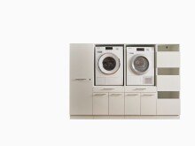 Waschmaschinenumbauschrank >LAUNDREEZY< in weiß - 235x162x67,5 (BxHxT)