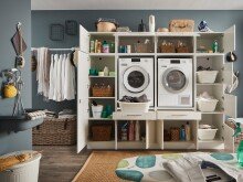 Waschmaschinenumbauschrank >LAUNDREEZY< in weiß - 235x162x67,5 (BxHxT)