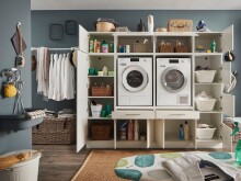 Waschmaschinenumbauschrank >LAUNDREEZY< in weiß - 235x200x67,5 (BxHxT)