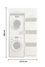 Waschmaschinenumbauschrank >LAUNDREEZY< in weiß - 117,5x200x67,5 (BxHxT)