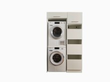 Waschmaschinenumbauschrank >LAUNDREEZY< in weiß - 117,5x200x67,5 (BxHxT)