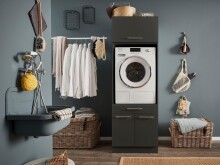Waschmaschinenumbauschrank >LAUNDREEZY< in anthrazit - 67,5x200x67,5 (BxHxT)