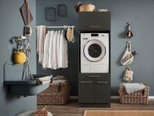 Waschmaschinenumbauschrank >LAUNDREEZY< in anthrazit - 67,5x200x67,5 (BxHxT)