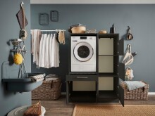 Waschmaschinenumbauschrank >LAUNDREEZY< in anthrazit - 117,5x162x67,5 (BxHxT)