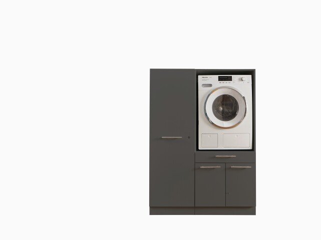 Waschmaschinenumbauschrank >LAUNDREEZY< in anthrazit - 117,5x162x67,5 (BxHxT)