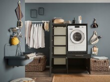 Waschmaschinenumbauschrank >LAUNDREEZY< in anthrazit - 117,5x162x67,5 (BxHxT)