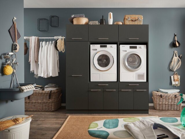 Waschmaschinenumbauschrank >LAUNDREEZY< in anthrazit - 185x200x67,5 (,  879,95 €