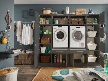 Waschmaschinenumbauschrank >LAUNDREEZY< in anthrazit - 235x200x67,5 (BxHxT)