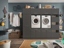 Waschmaschinenumbauschrank >LAUNDREEZY< in anthrazit - 235x200x67,5 (BxHxT)