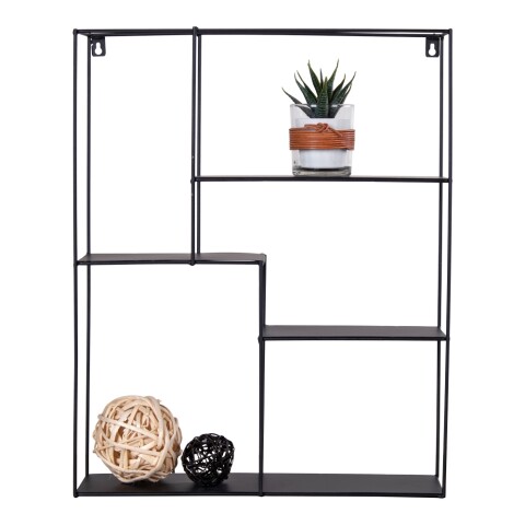 Wandregal >Mons< in Schwarz, Metall - 40,5x50x10,5cm (BxHxT)