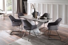 Esstisch >ACTOR< in MDF matt weiß lackiert / Keramik - 160x90x76x3 (LxBxHxT)