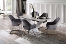 Esstisch >ACTOR< in MDF matt weiß lackiert / Keramik - 160x90x76x3 (LxBxHxT)