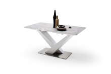 Esstisch >ACTOR< in MDF matt weiß lackiert / Keramik - 160x90x76x3 (LxBxHxT)