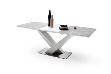 Esstisch >ACTOR< in MDF matt weiß lackiert / Keramik - 160x90x76x3 (LxBxHxT)