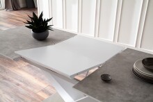 Esstisch >ACTOR< in MDF matt weiß lackiert / Keramik - 160x90x76x3 (LxBxHxT)