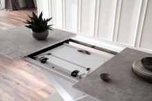 Esstisch >ACTOR< in MDF matt weiß lackiert / Keramik - 160x90x76x3 (LxBxHxT)