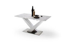 Esstisch >ACTOR< in MDF matt weiß lackiert / Keramik - 160x90x76x3 (LxBxHxT)