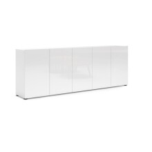Sideboard >Mister< in weiss, Lack Hochglanz - 225x80x38cm (BxHxT)
