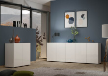 Sideboard >Mister< in weiss, Lack Hochglanz - 225x80x38cm (BxHxT)