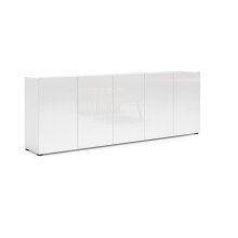 Sideboard >Mister< in weiss, Lack Hochglanz - 225x80x38cm (BxHxT)