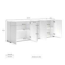 Sideboard >Mister< in weiss, Lack Hochglanz - 225x80x38cm (BxHxT)