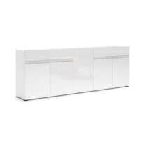 Sideboard >Mister< in weiss, Lack Hochglanz - 225x80x38cm (BxHxT)
