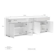 Sideboard >Mister< in weiss, Lack Hochglanz - 225x80x38cm (BxHxT)
