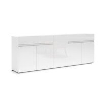 Sideboard >Mister< in weiss, Lack Hochglanz - 225x80x38cm (BxHxT)