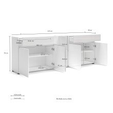 Sideboard >Mister< in weiss, Lack Hochglanz - 225x80x38cm (BxHxT)