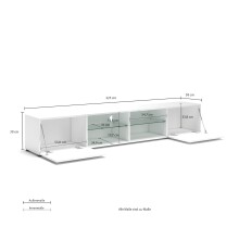 Lowboard >Mister< in weiss, Lack Hochglanz - 225x40x38cm (BxHxT)