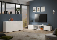 Lowboard >Mister< in weiss, Lack Hochglanz - 225x40x38cm (BxHxT)