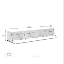 Lowboard >Mister< in weiss, Lack Hochglanz - 225x40x38cm (BxHxT)