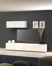 Hängeschrank >Mister< in weiss, Lack Hochglanz - 113x38x30cm (BxHxT)
