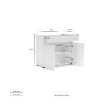 Sideboard >Mister< in weiss, Lack Hochglanz - 90x80x38cm (BxHxT)