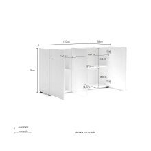 Sideboard >Mister< in weiss, Lack Hochglanz - 135x80x38cm (BxHxT)