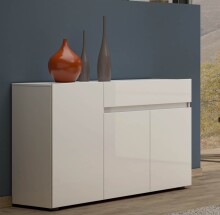 Sideboard >Mister< in weiss, Lack Hochglanz - 135x80x38cm (BxHxT)